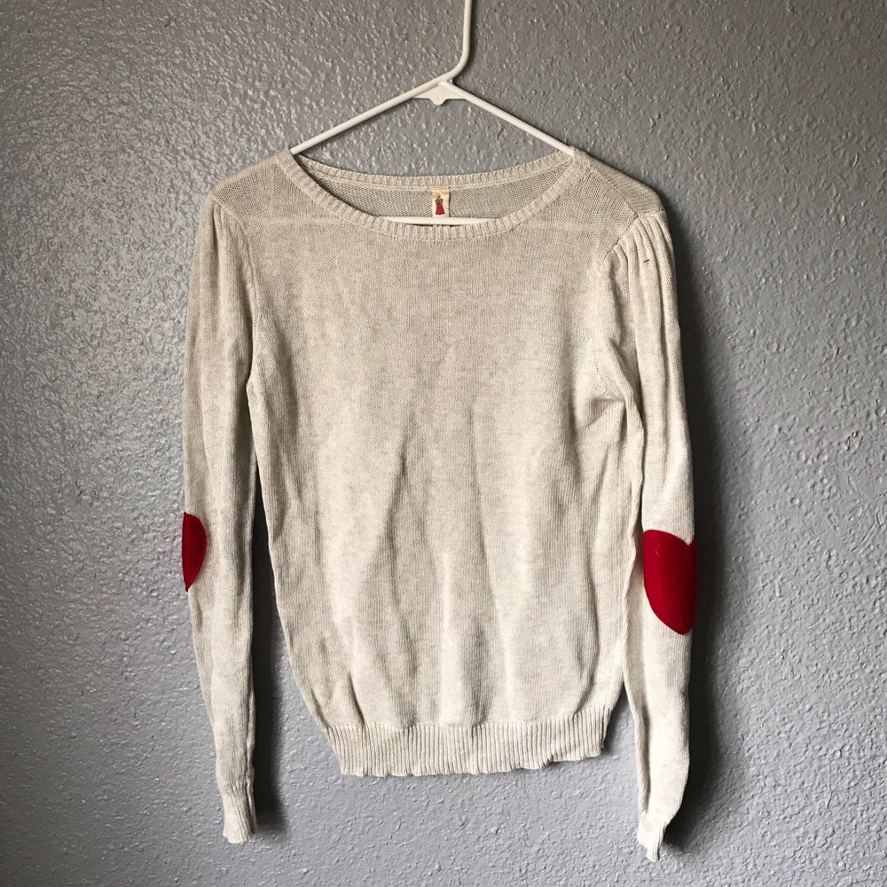 6/$20 + Alice Moon Heart Elbow Patch Sweater